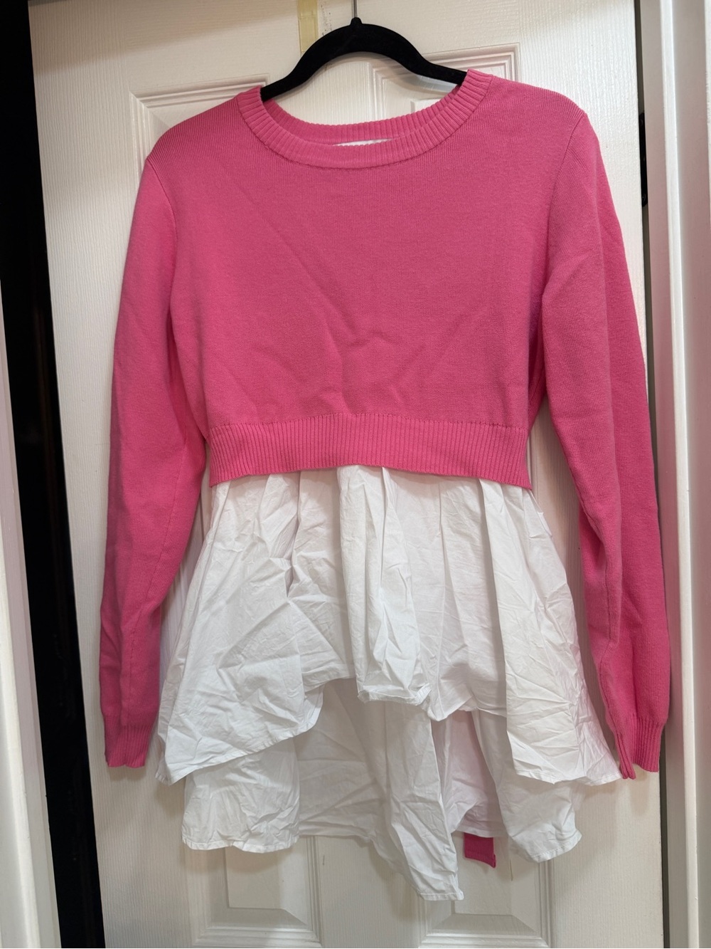 English Factory Pink Sweater Poplin Top Tie Back | Small